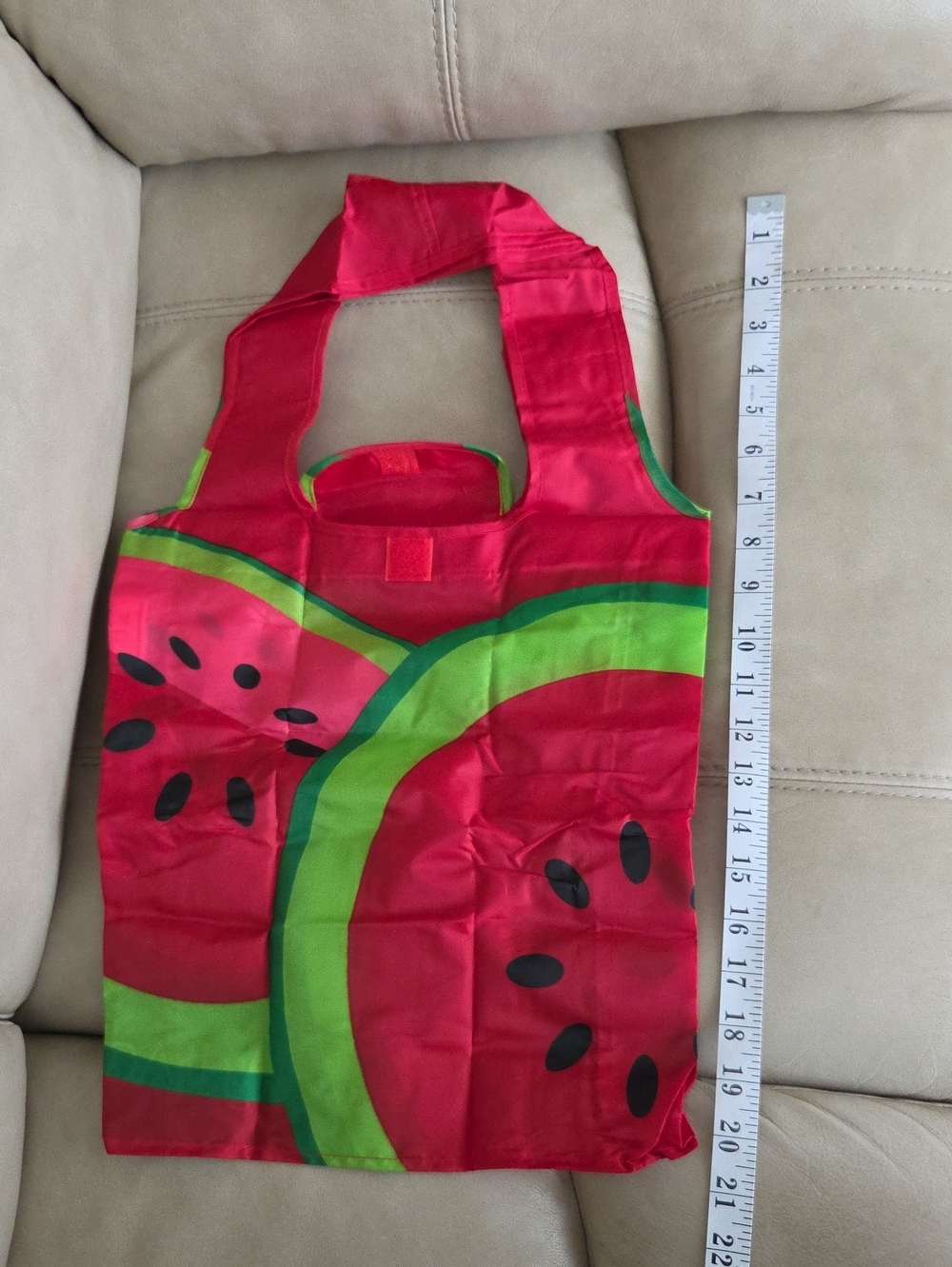 Red Watermelon Print Foldable Tote Bag - Picture 5 of 9